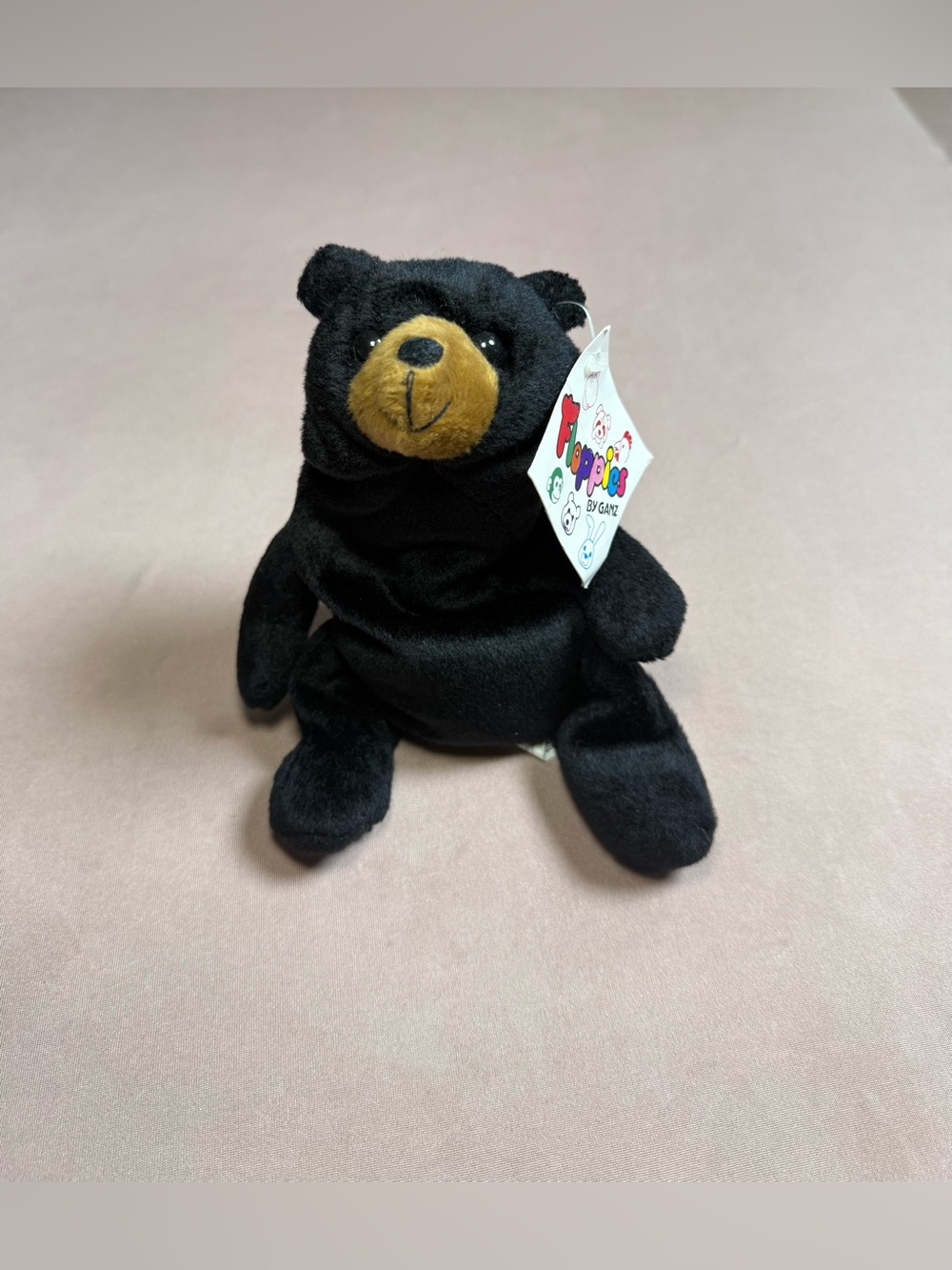 Floppies by GANZ 1996 Black Bear Sitting Plush Vintage Rare Stuffed Animal NWT